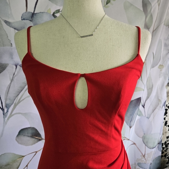 DB STUDIO | Crepe Keyhole Sheath with Side Slit in Poppy sz 2 - Picture 3 of 12